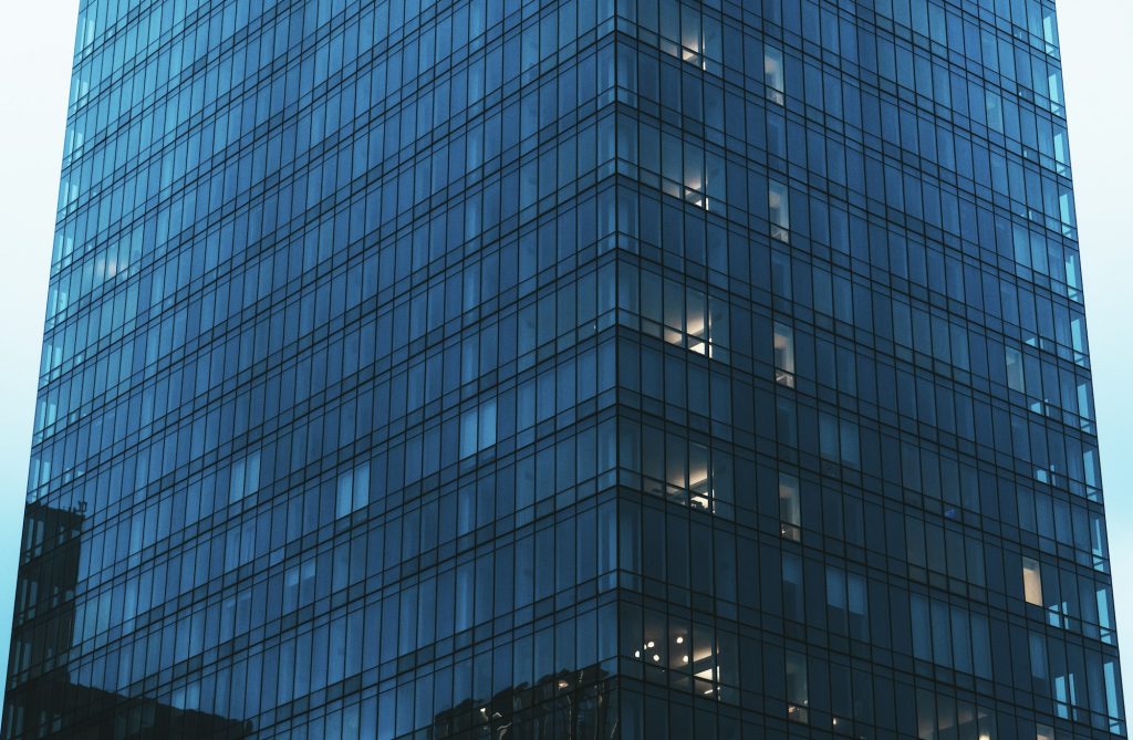 Glass facade of an office