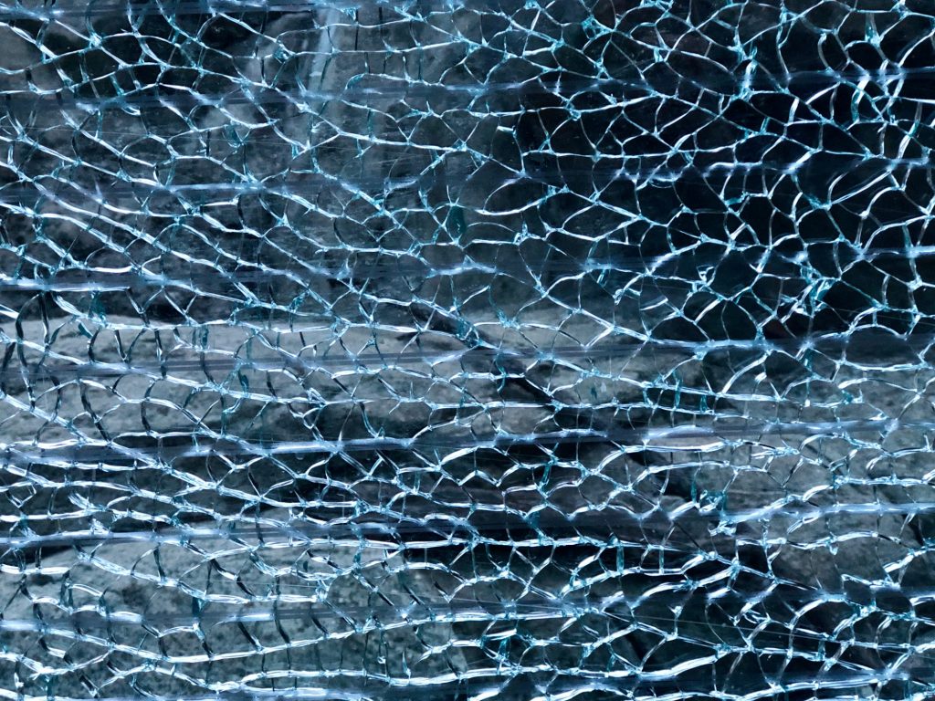 Tempered glass shattered background texture